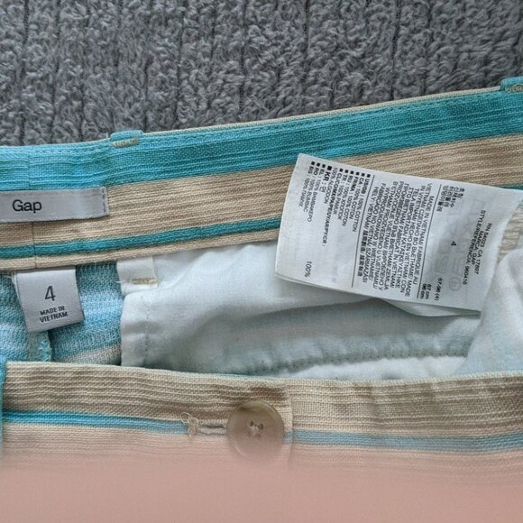 GAP Short Shorts  Hot Pants Turquoise and Tan Stripe Size 4 - Picture 3 of 6